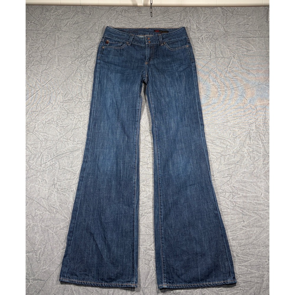 AG Adriano Goldschmied Jeans Womens 27 Blue Wide Leg Flare Low Rise Made in USA